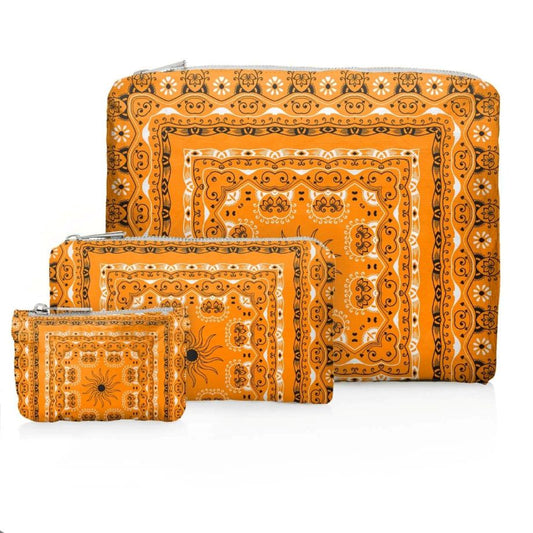 Hi, Love Medium Bandana Zipper Pouch - Orange