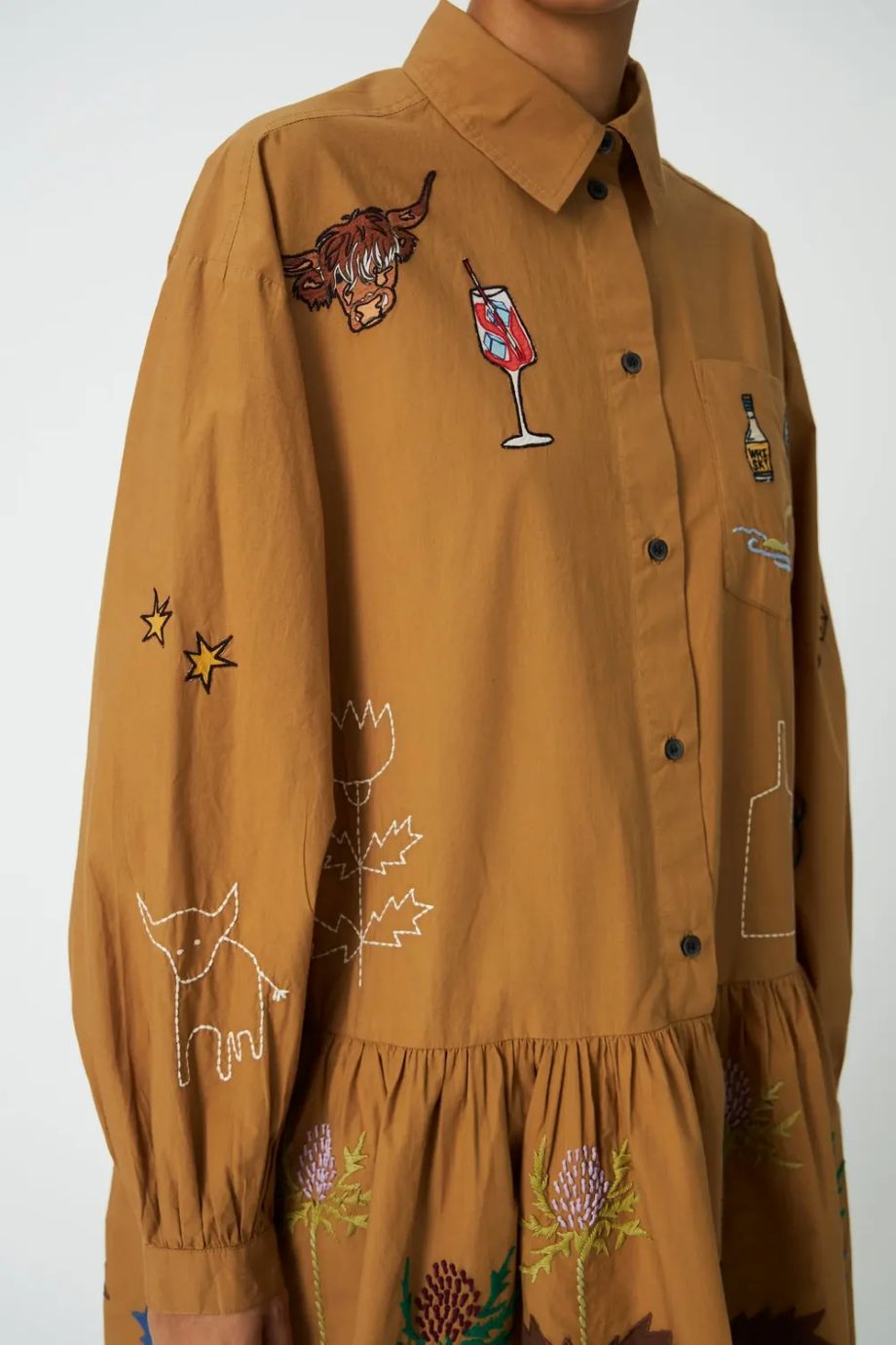 Stella-Nova Small Embroidery Dress - Khaki