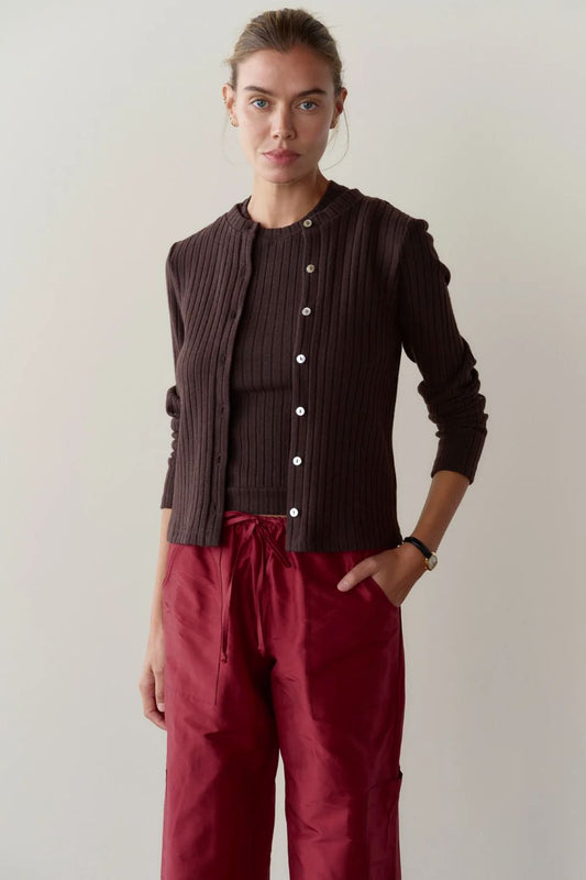 DONNI. Sweater Rib Cardigan - Espresso