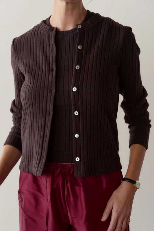 DONNI. Sweater Rib Cardigan - Espresso