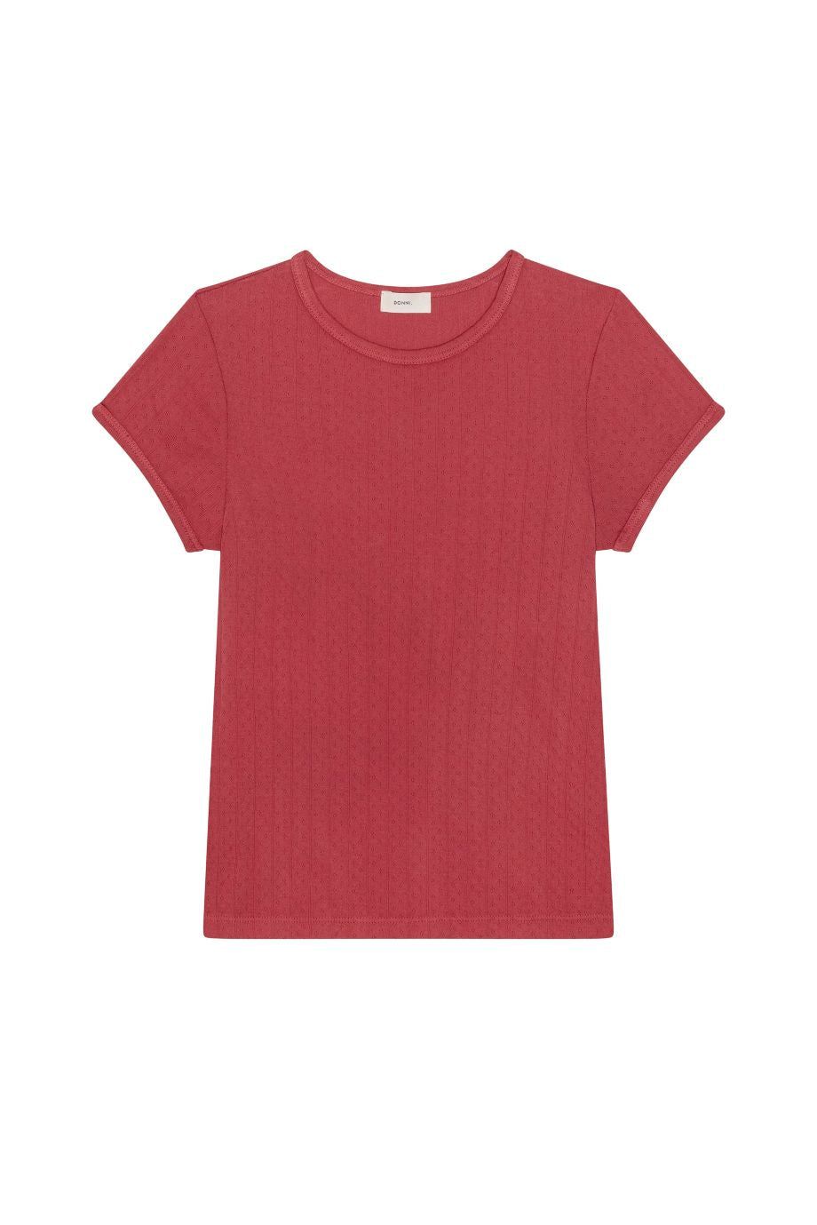 Donni Pointelle Baby Tee - Raspberry