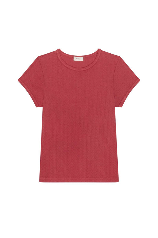 Donni Pointelle Baby Tee - Raspberry