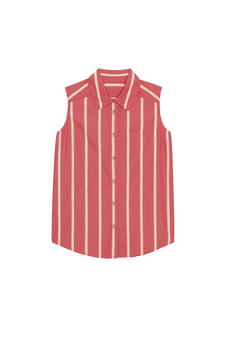 Donni Pop Stripe Sleevelss Shirt - Raspberry Stripe