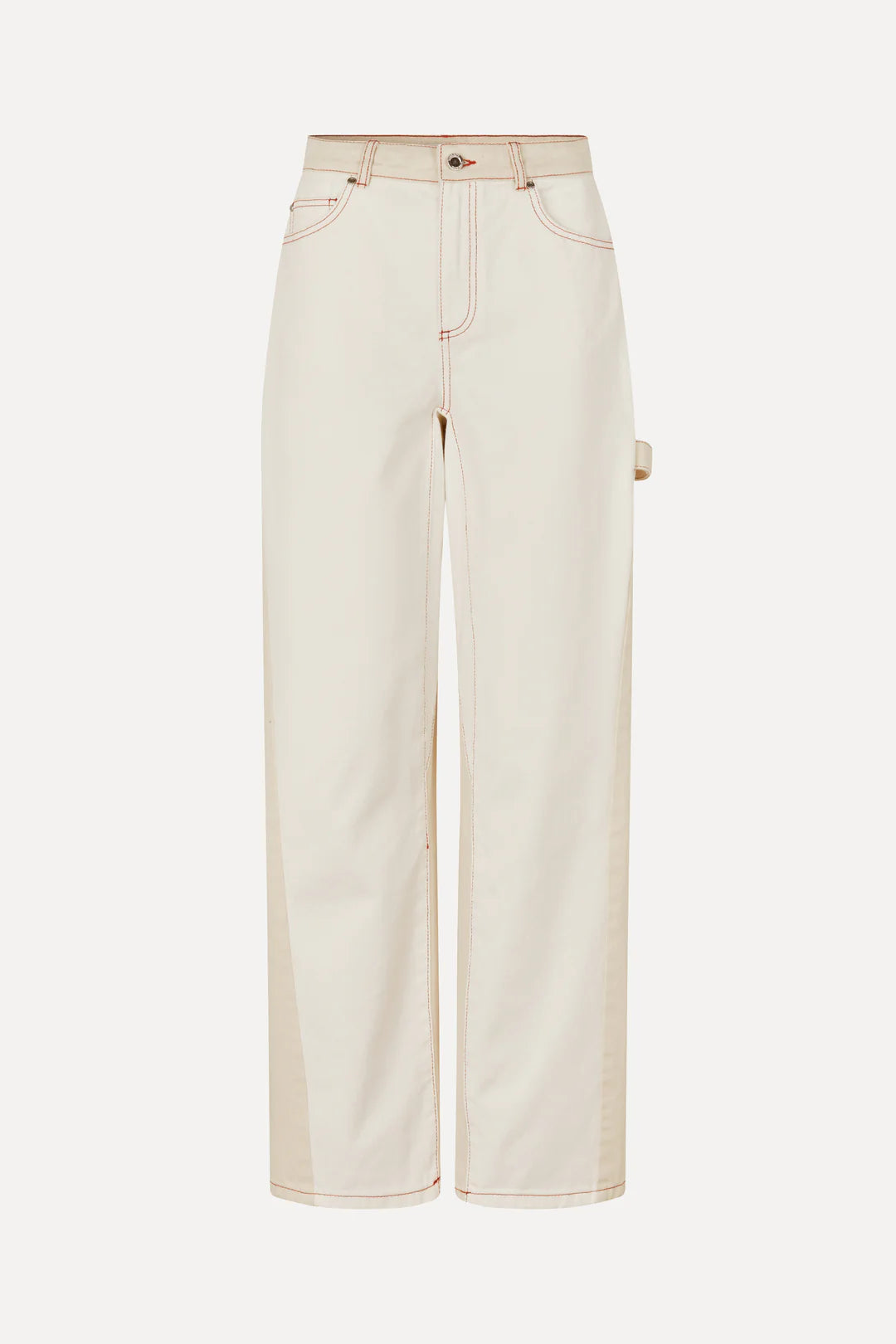 Stine Goya Twist Knee Seam Denim Pant - Natural/Red