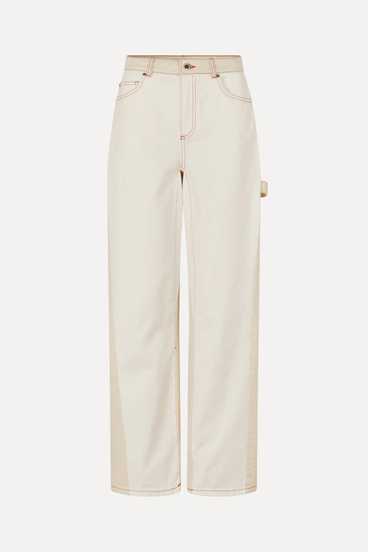 Stine Goya Twist Knee Seam Denim Pant - Natural/Red