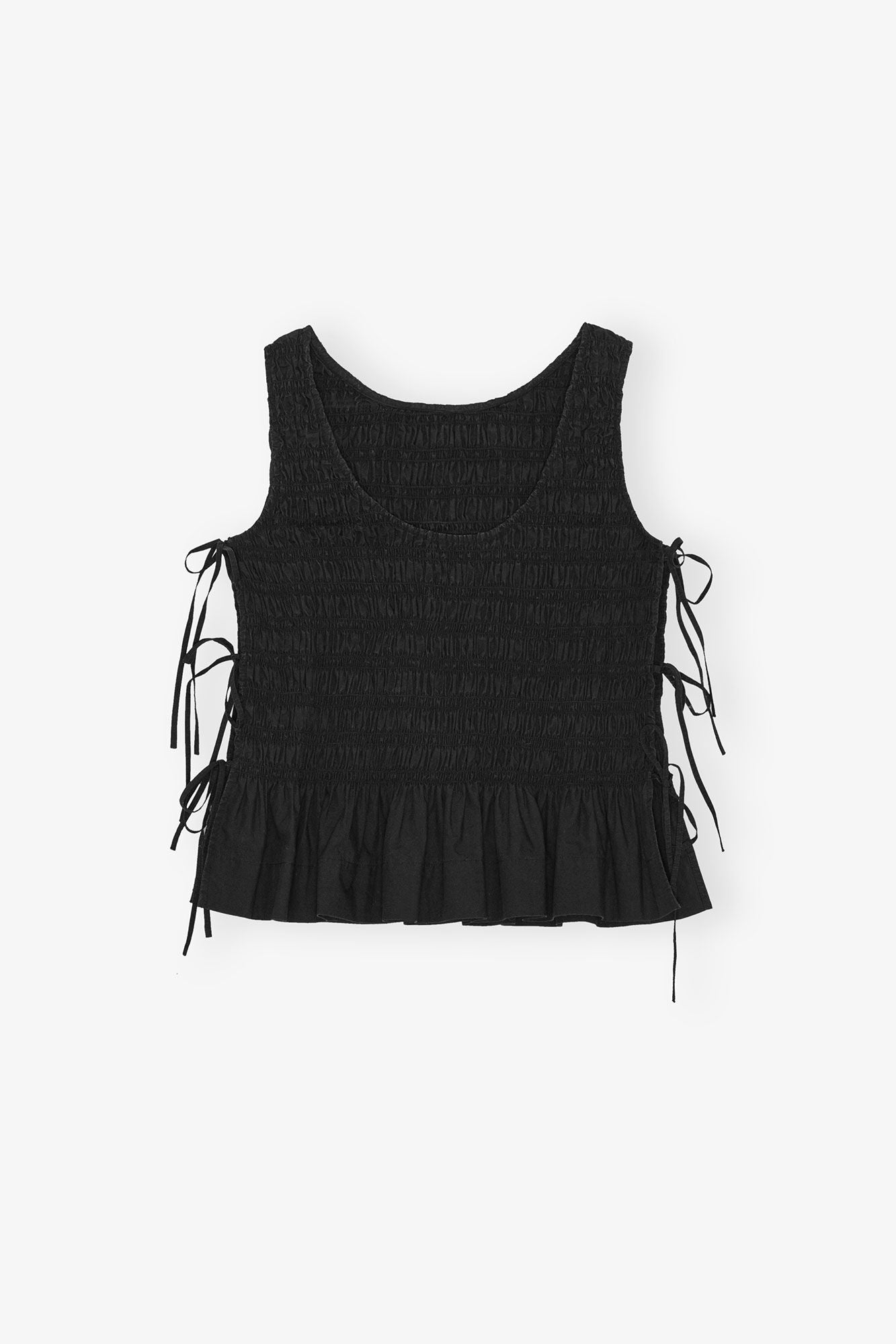 Ganni Cotton Poplin Tie String Top - Black