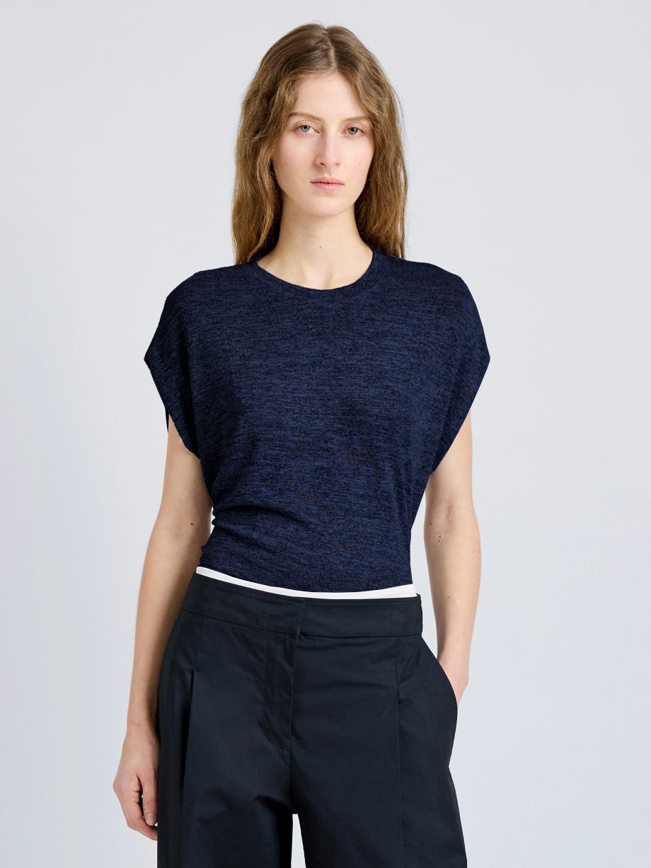 Proenza Shouler White Label Reeva Marled Jersey Top - Navy Melange