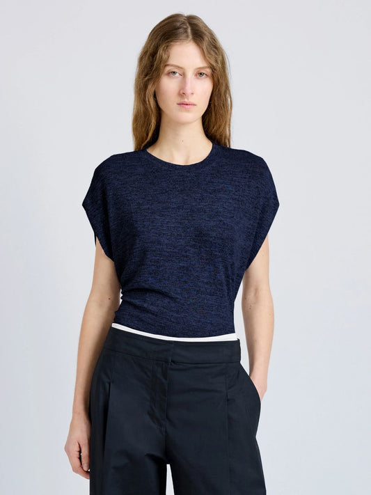 Proenza Shouler White Label Reeva Marled Jersey Top - Navy Melange