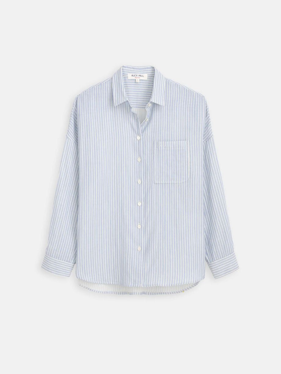 Alex Mill Jo Shirt in Double Gauze - Ivory/Blue Stripe