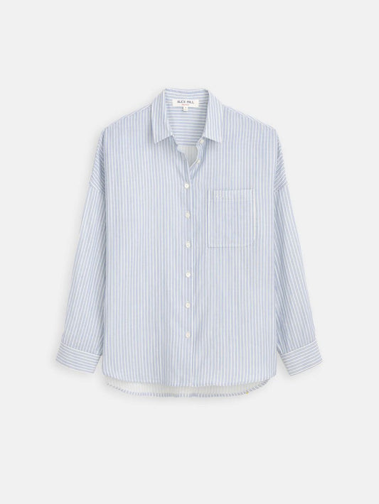 Alex Mill Jo Shirt in Double Gauze - Ivory/Blue Stripe