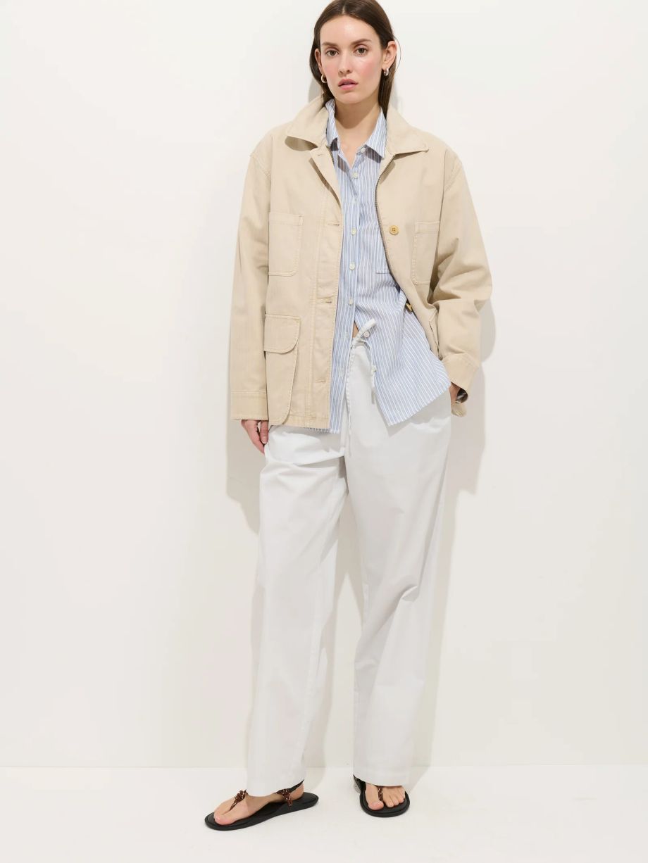 Alex Mill Jo Shirt in Double Gauze - Ivory/Blue Stripe