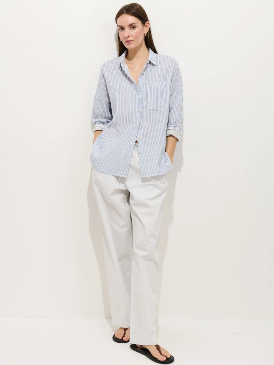 Alex Mill Jo Shirt in Double Gauze - Ivory/Blue Stripe