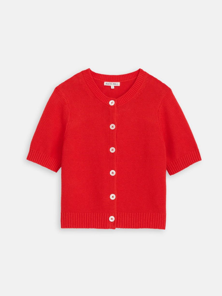 Alex Mill Elle Short Sleeve Cardigan - Tomato