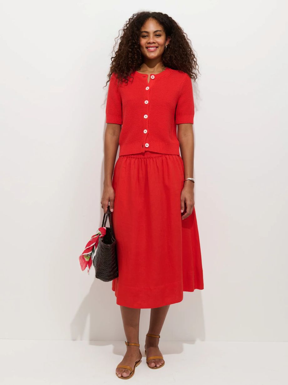 Alex Mill Elle Short Sleeve Cardigan - Tomato