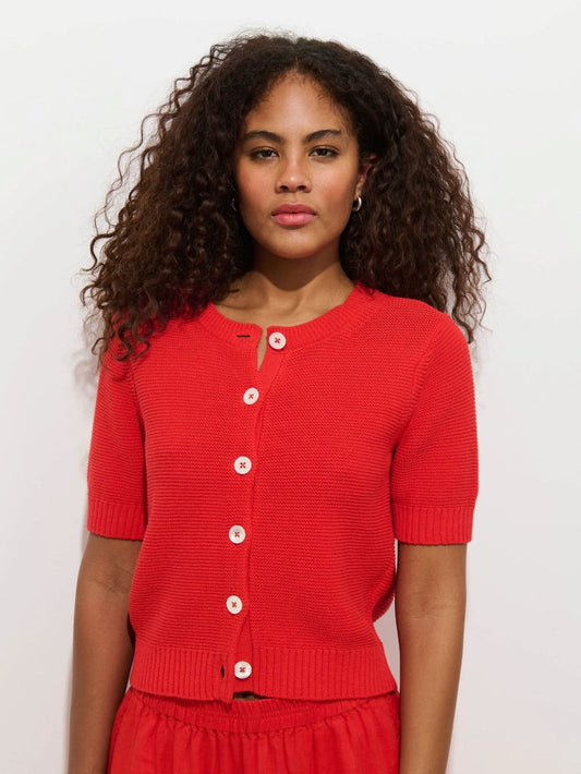 Alex Mill Elle Short Sleeve Cardigan - Tomato