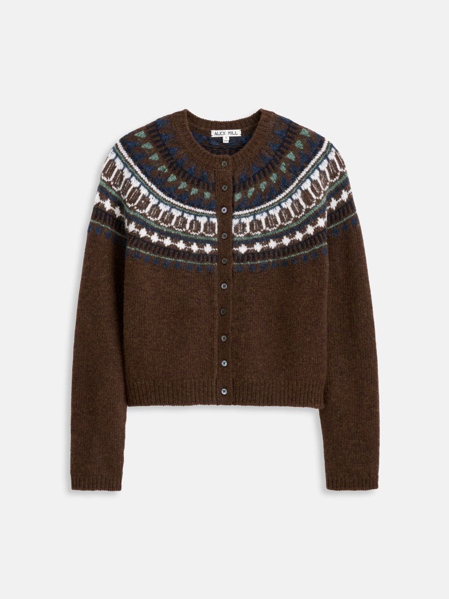 Alex Mill Charlotte Fairisle Cardigan - Chestnut