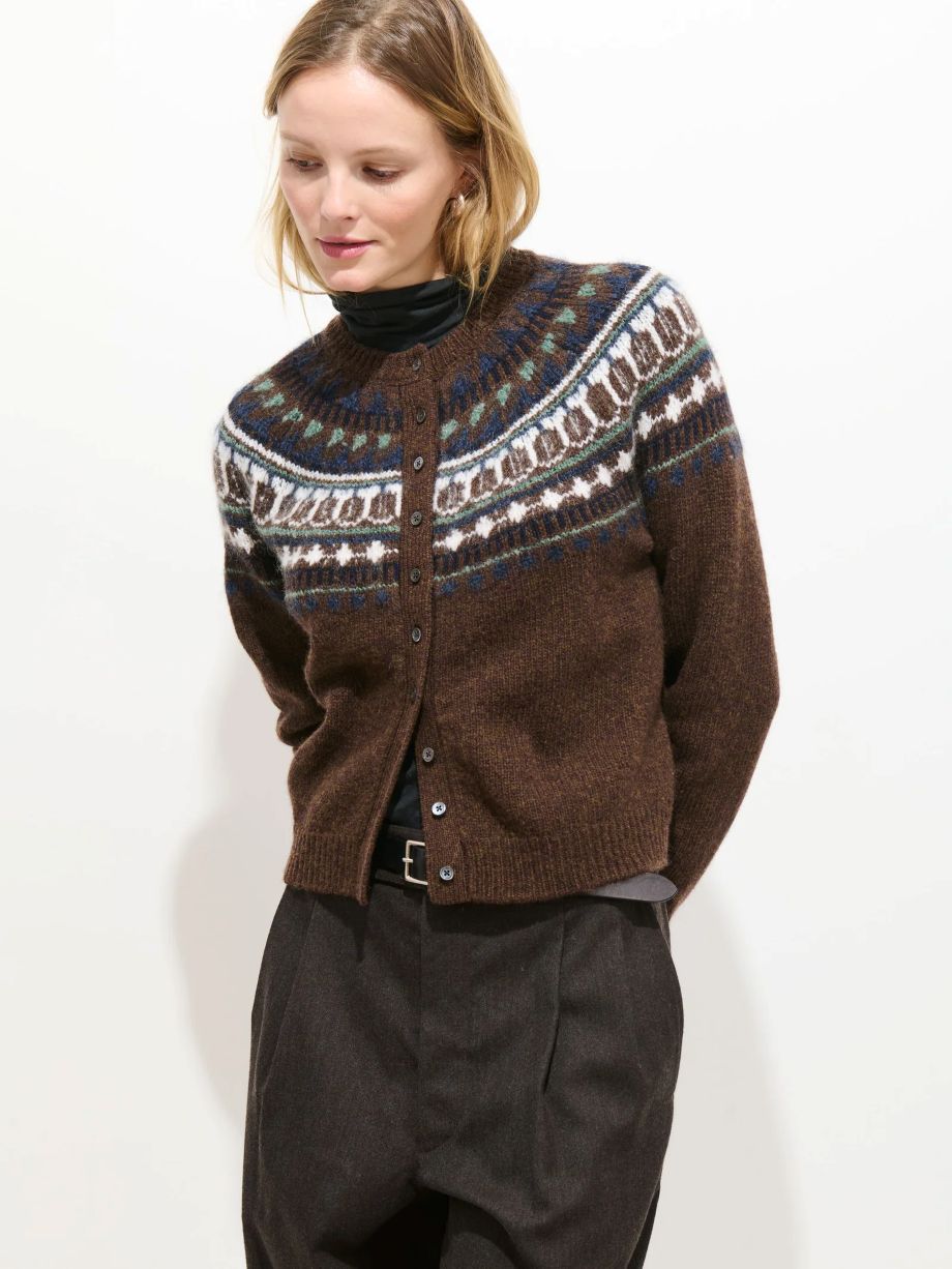 Alex Mill Charlotte Fairisle Cardigan - Chestnut