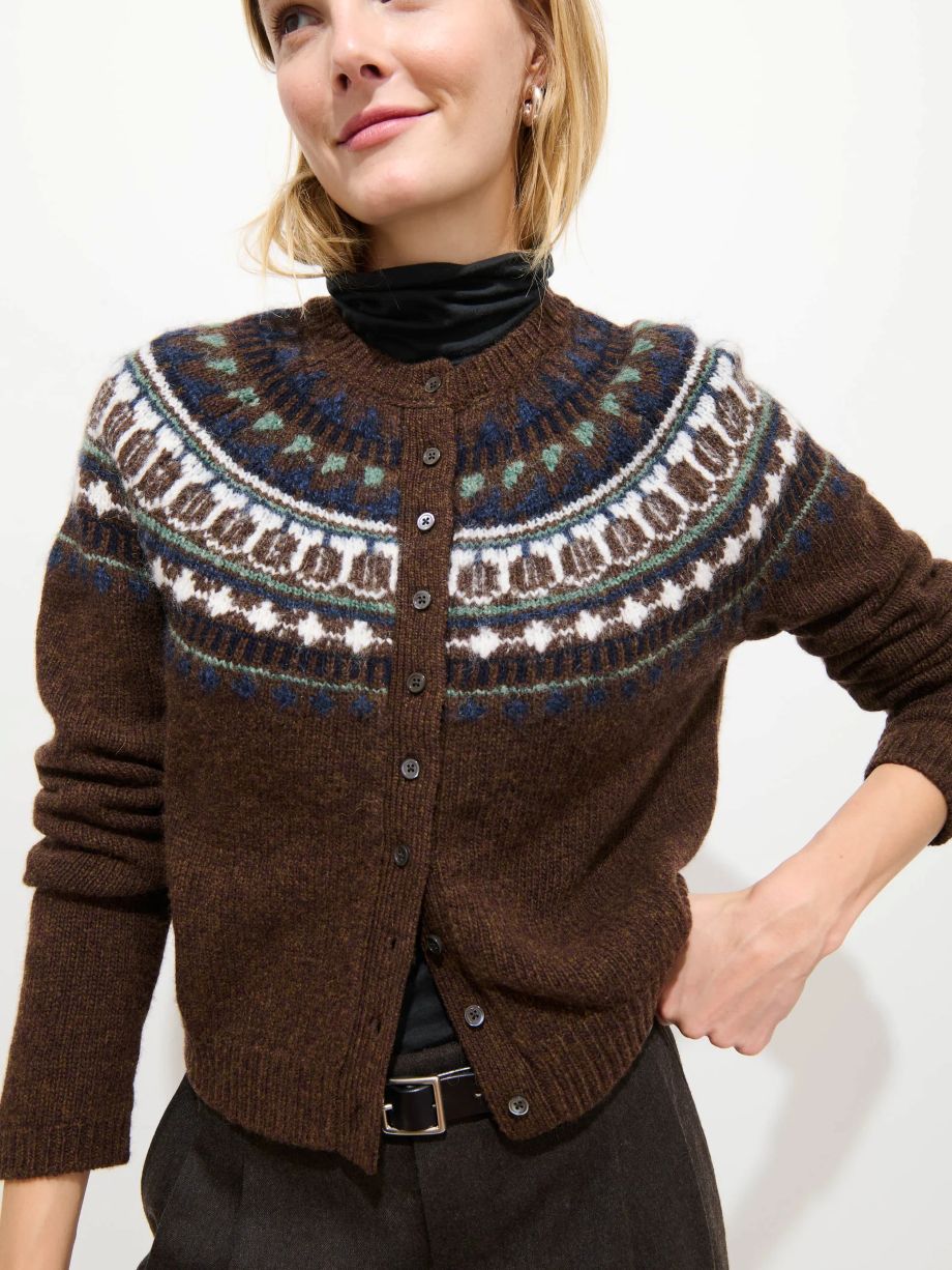 Alex Mill Charlotte Fairisle Cardigan - Chestnut