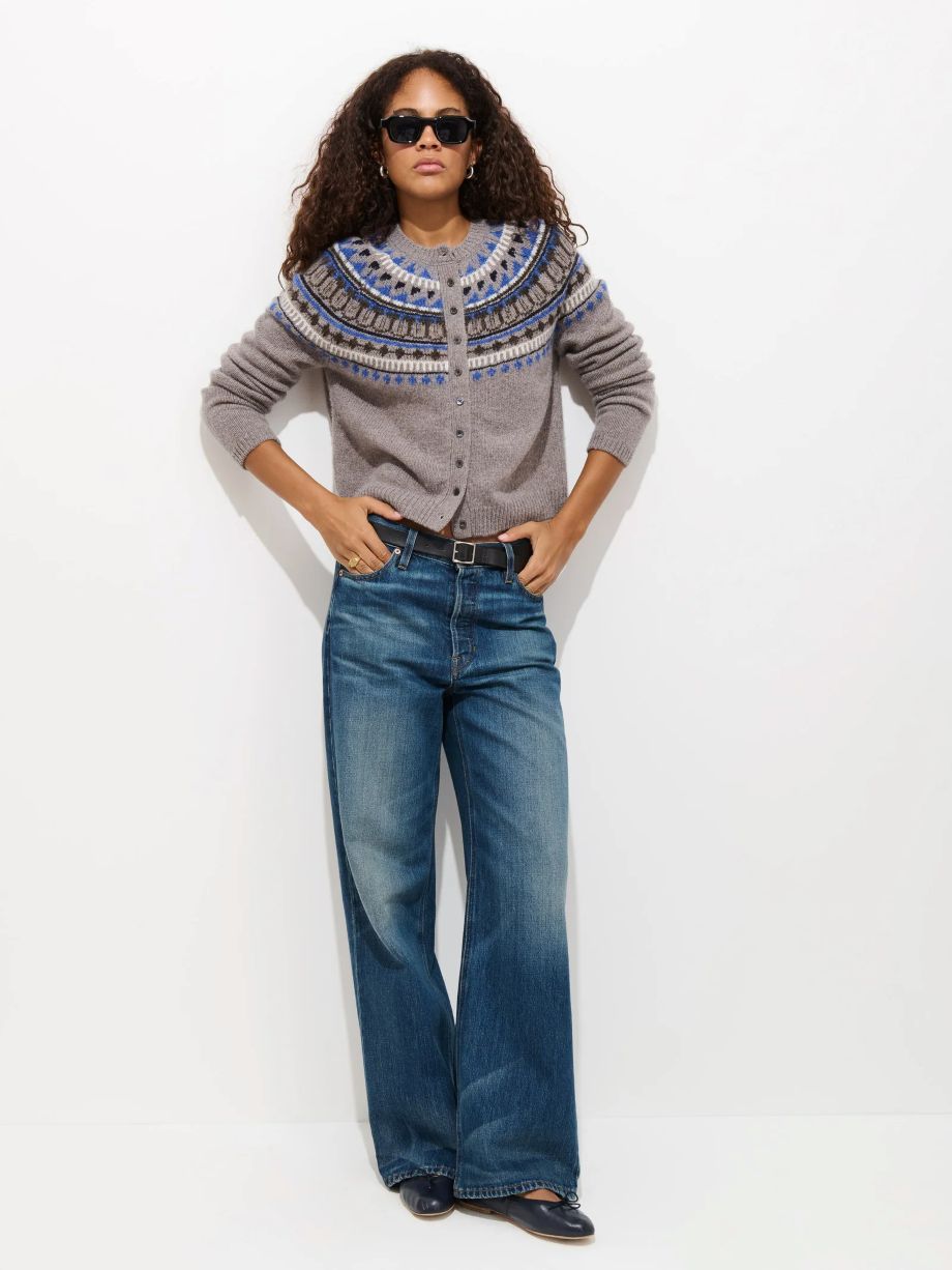 Alex Mill Charlotte Fairisle Cardigan - Taupe