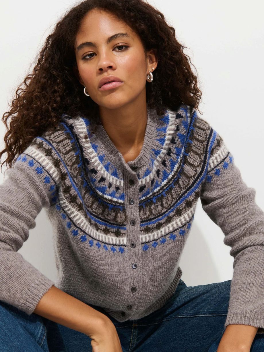 Alex Mill Charlotte Fairisle Cardigan - Taupe