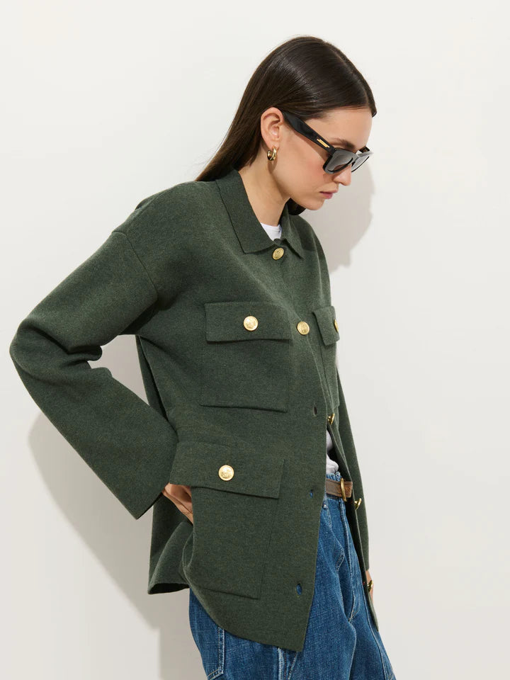 Alex Mill Virginia Sweater Jacket - Heather Forest