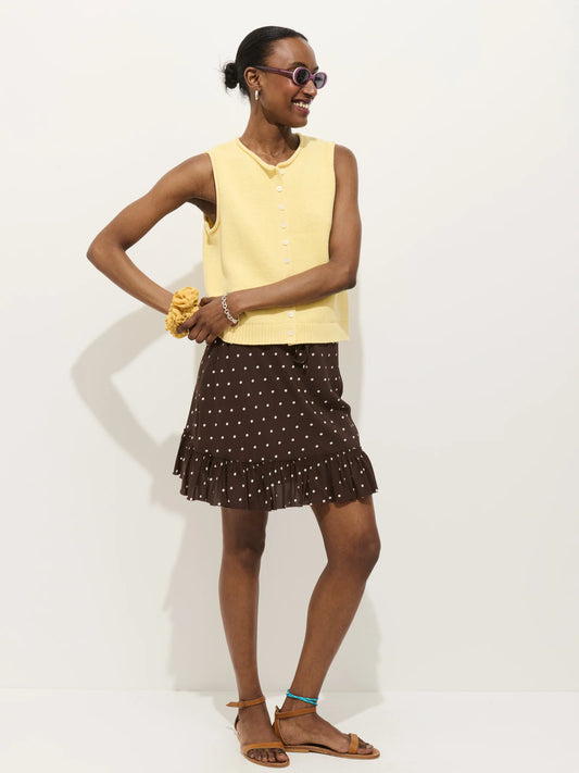 Alex Mill  Flora Polka Dot Skirt - Espresso/White