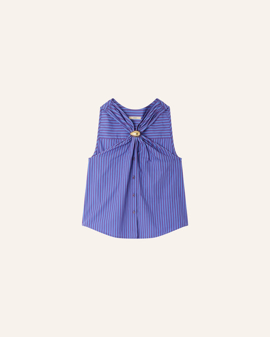 Sessun Atrani Scarf Top w/Jewel - Majestic Blue
