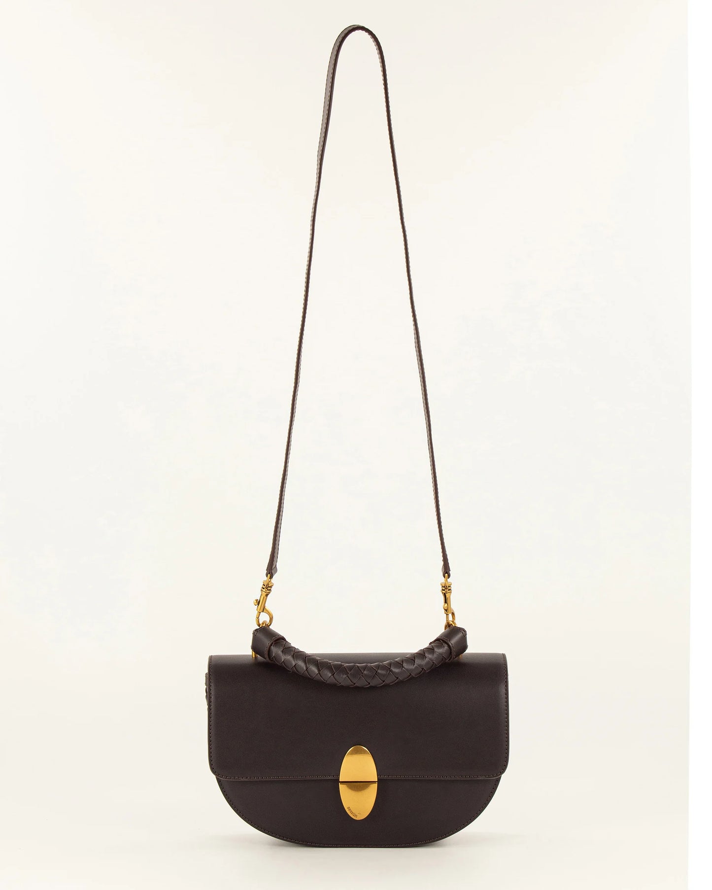 Sessun Tesoro Braided Box Leather Handbag - Deep Coffea