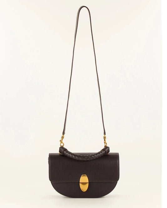 Sessun Tesoro Braided Box Leather Handbag - Deep Coffea
