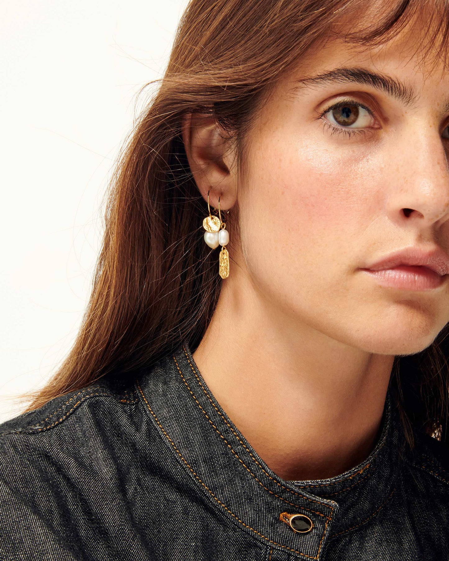Sessun Soren Pearl Earrings - Gold