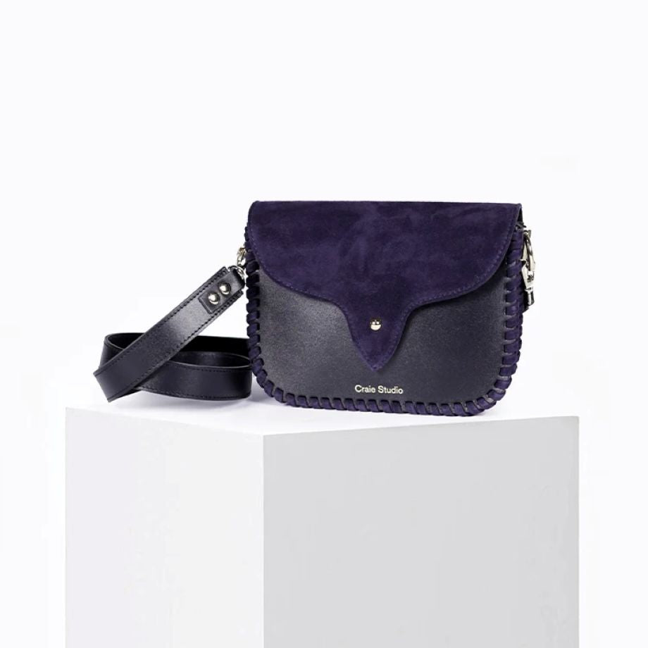 Craie Studio West Suede Crossbody Bag - Black/Navy