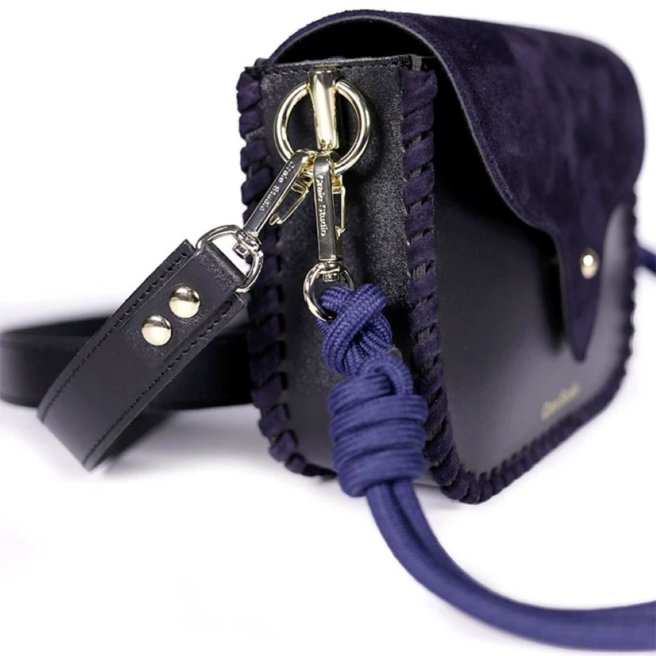 Craie Studio West Suede Crossbody Bag - Black/Navy