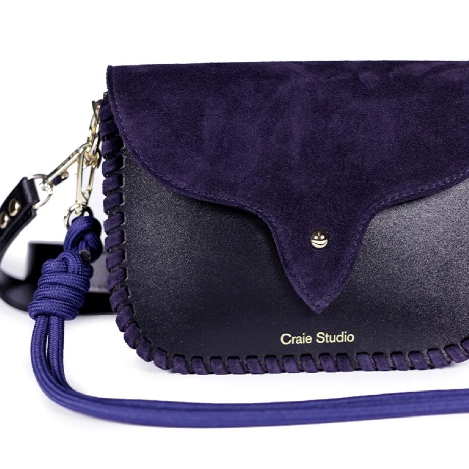Craie Studio West Suede Crossbody Bag - Black/Navy