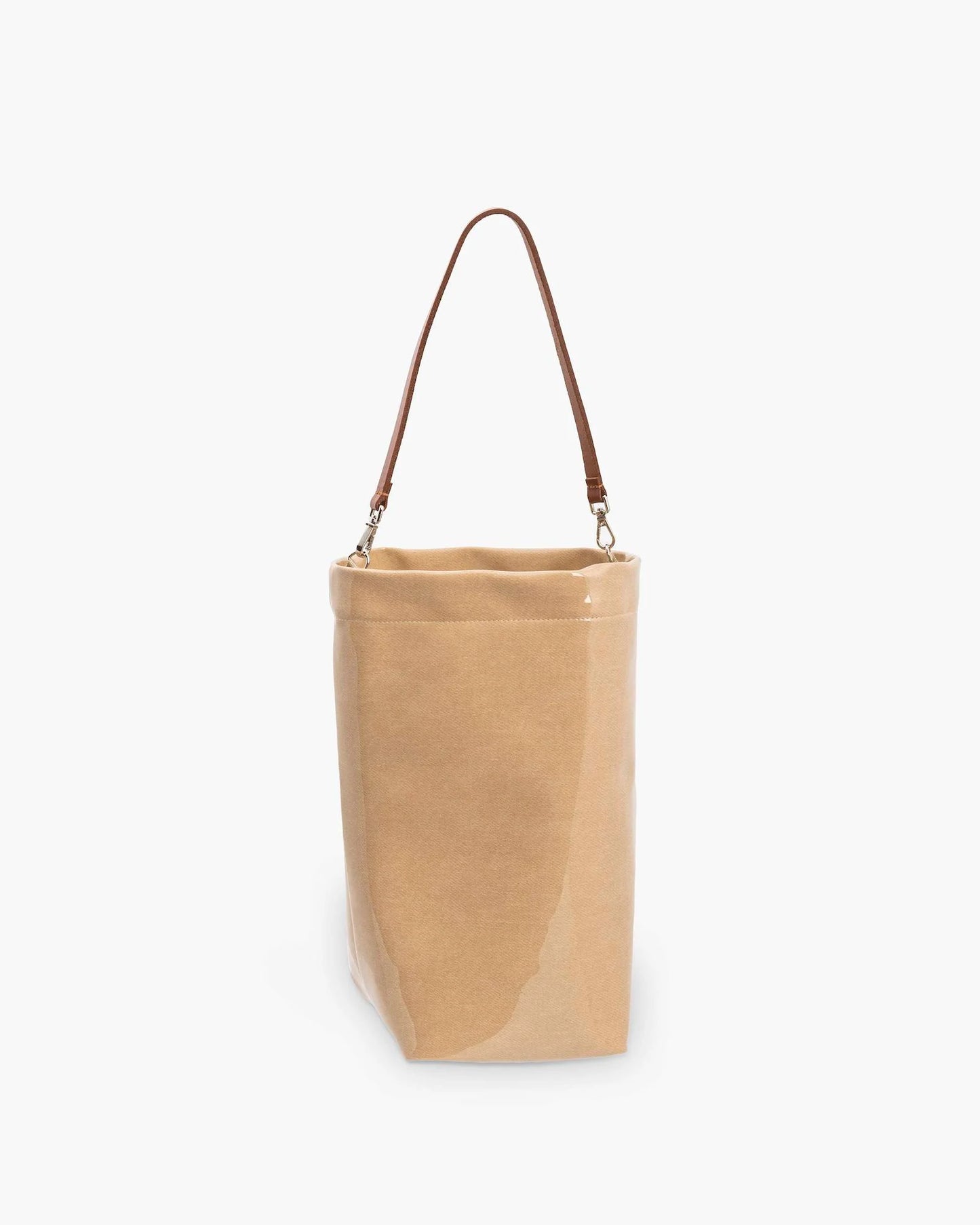 Alysi Patent Bucket Bag - Beige