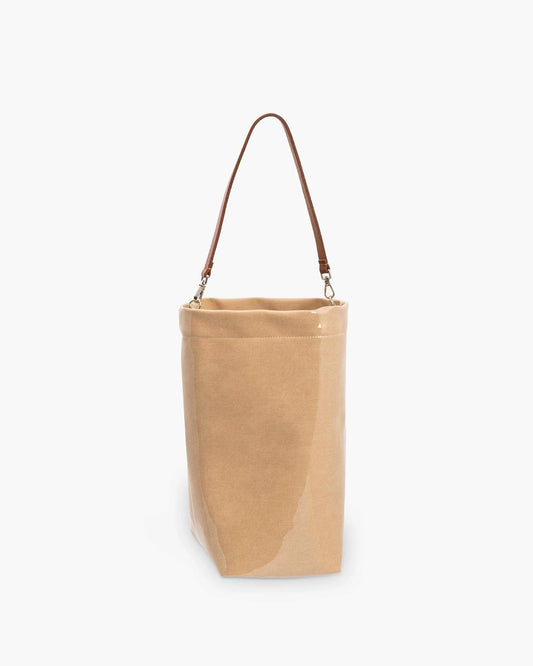 Alysi Patent Bucket Bag - Beige