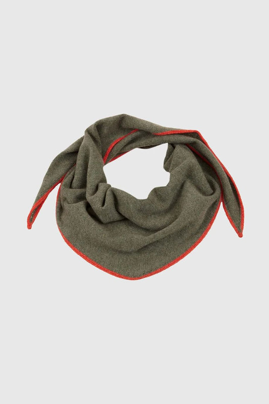 Stone Cashmere Diamond Scarf - Olive/Burnt Orange