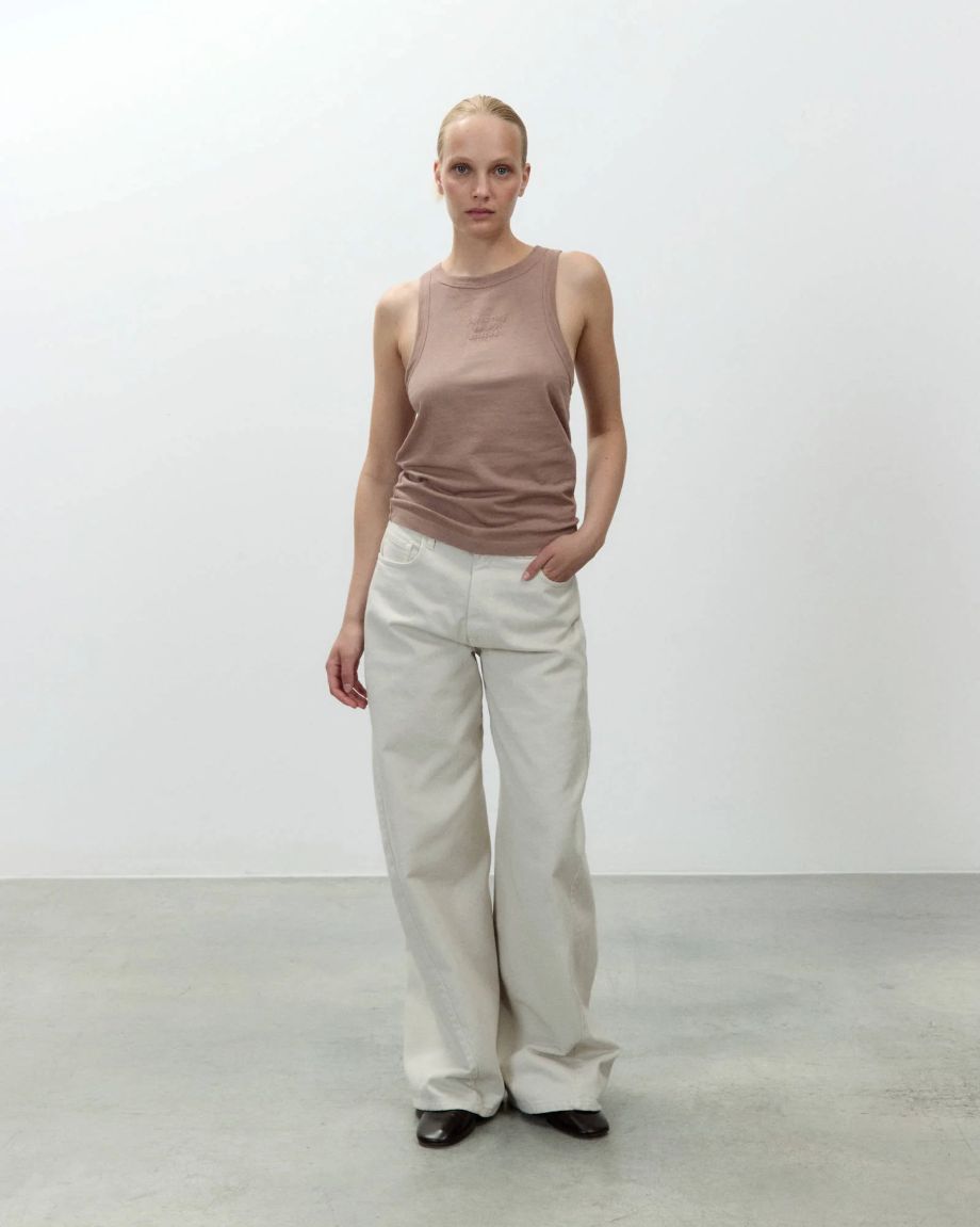 Alysi Canotta Dyed T-Shirt w/Embroidery - Cipria