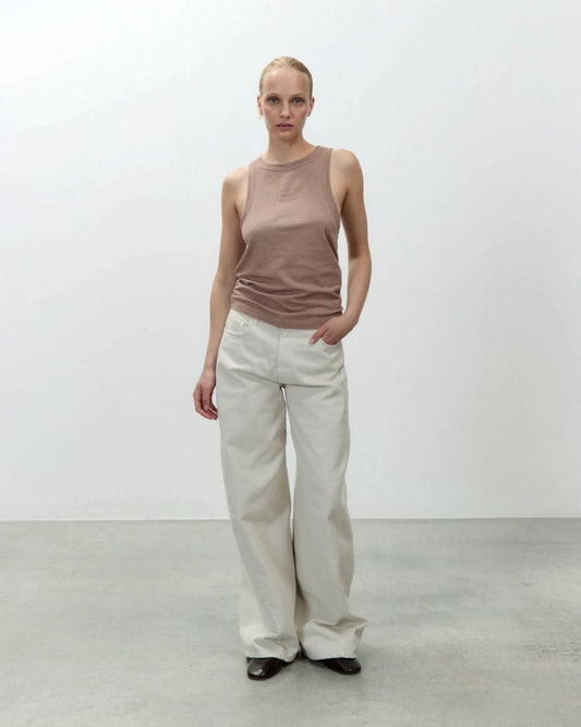 Alysi Canotta Dyed T-Shirt w/Embroidery - Cipria