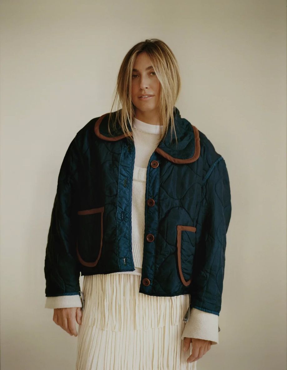Sloppy Seconds Military Liner Jacket with Brown Trim - Navy
