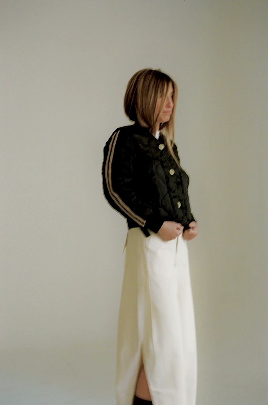 Sloppy Seconds Military Liner Jacket with Track Stripes - Black/Khaki