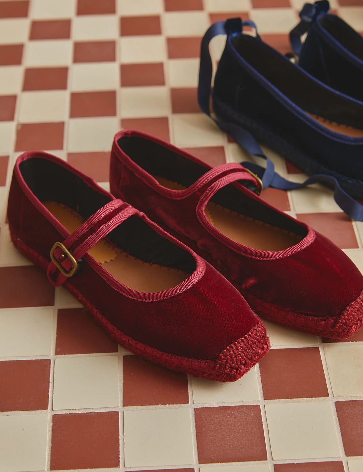 Penelope Chilvers Flora Velvet Espadrille - Moroccan Red