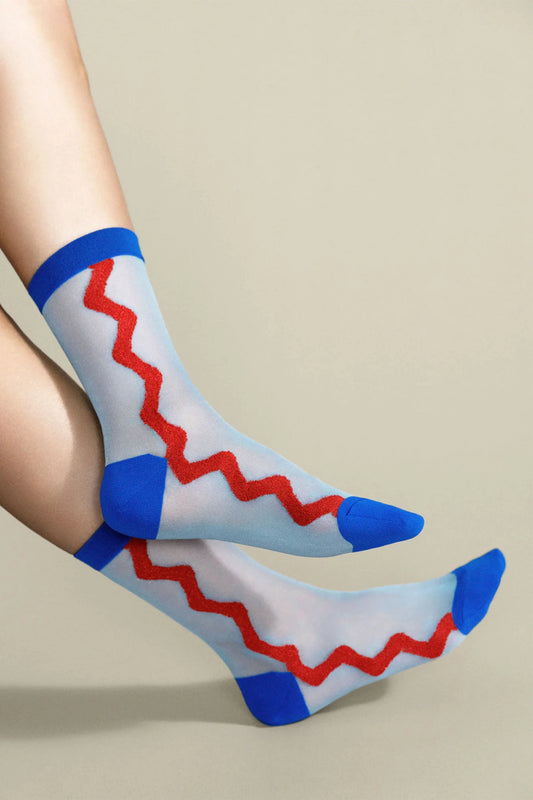 Hansel from Basel Zig Zag Sheer Crew - Blue