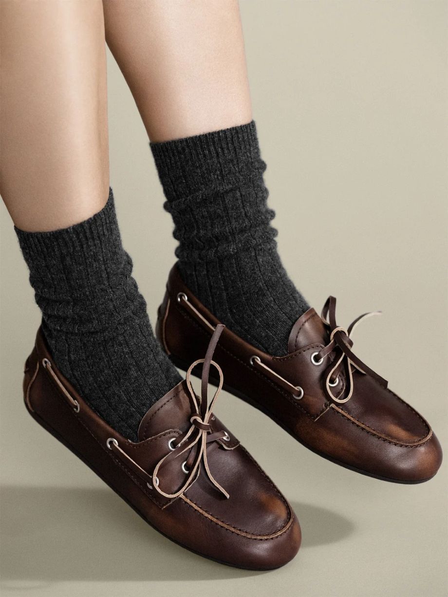 Hansel from Basel Cashmere Rib Sock - Charcoal