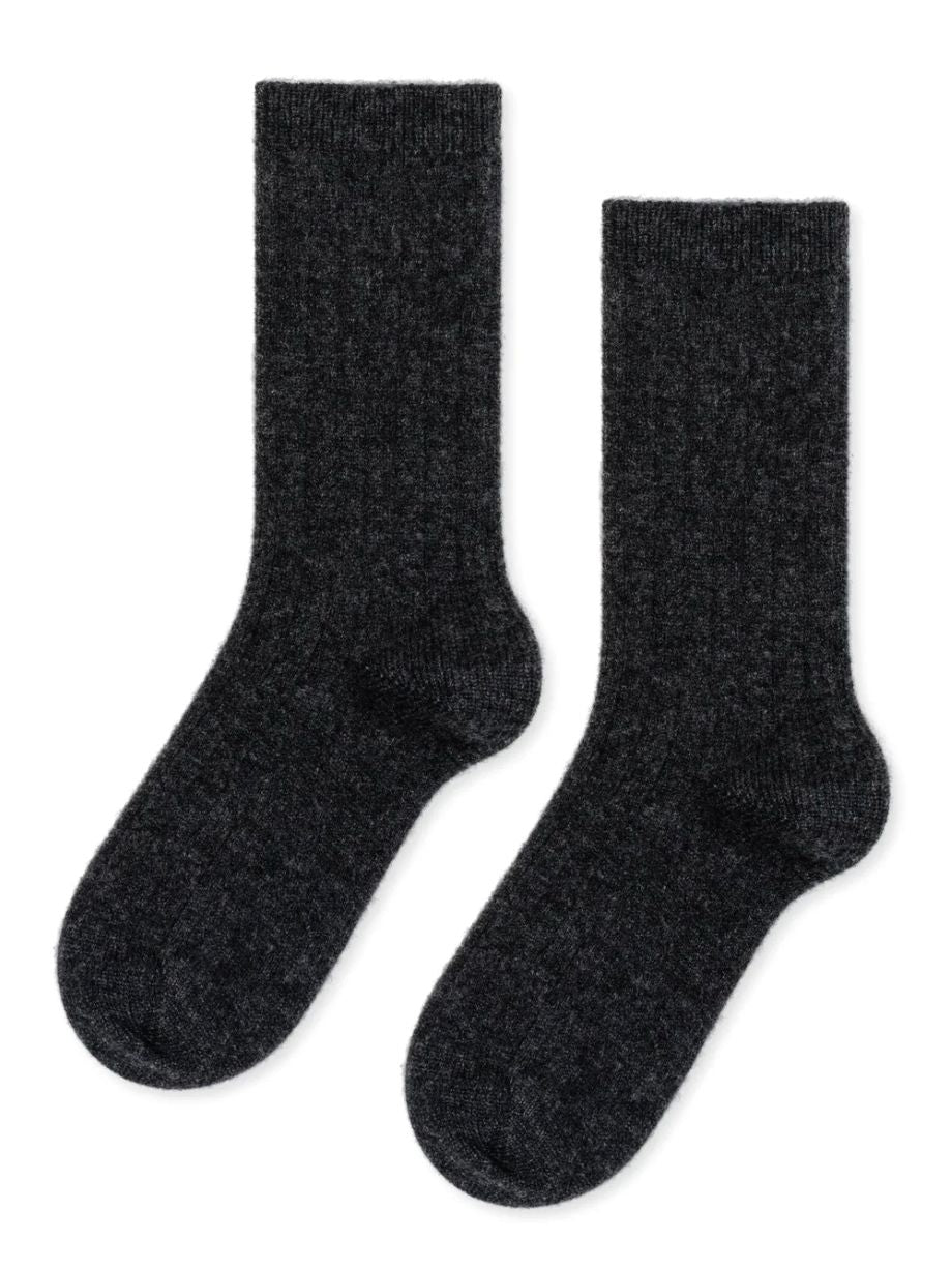Hansel from Basel Cashmere Rib Sock - Charcoal