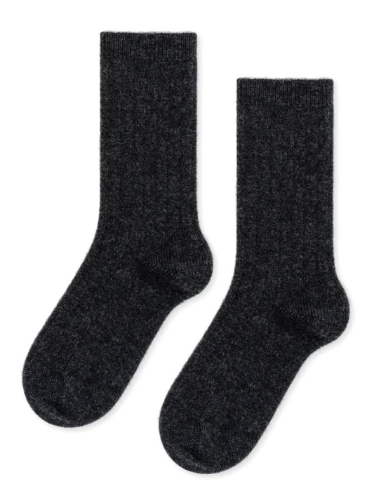 Hansel from Basel Cashmere Rib Sock - Charcoal