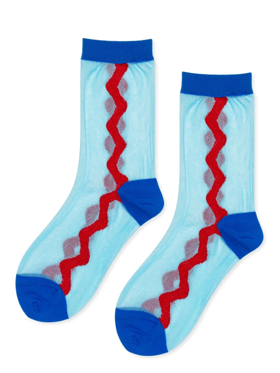 Hansel from Basel Zig Zag Sheer Crew - Blue
