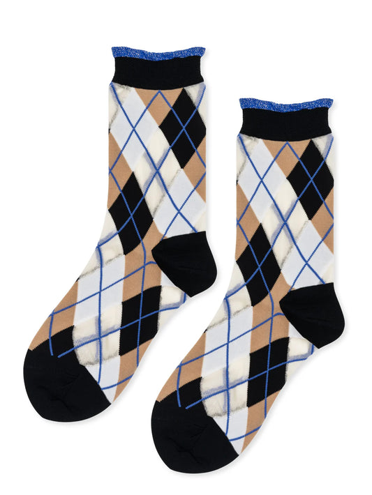 Hansel from Basel Argyle Sheer Crew - Black