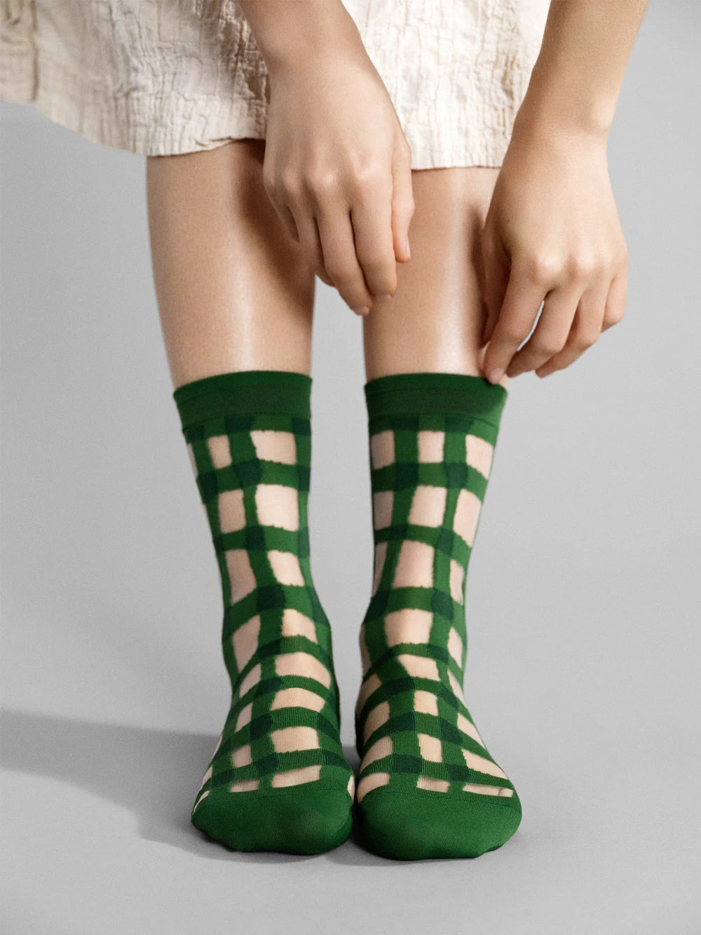Hansel from Basel Googly Gingham Sheer Crew - Green