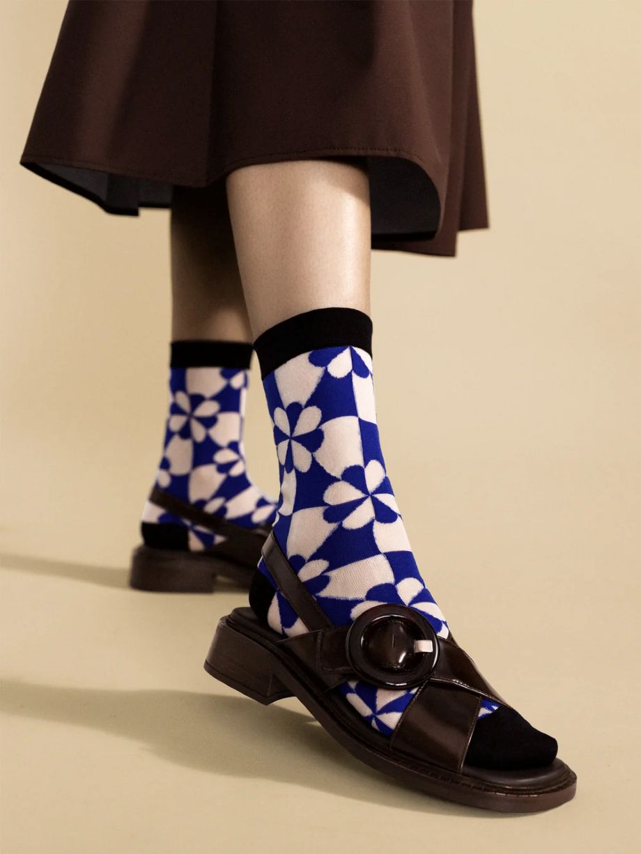 Hansel from Basel Pinwheel Sheer Crew - Cobalt