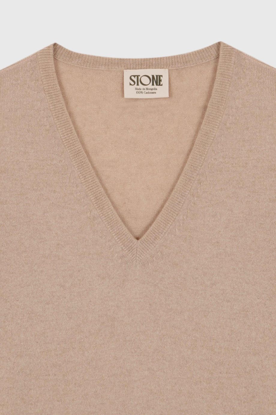 Stone V-Neck Cashmere Sweater - Beige